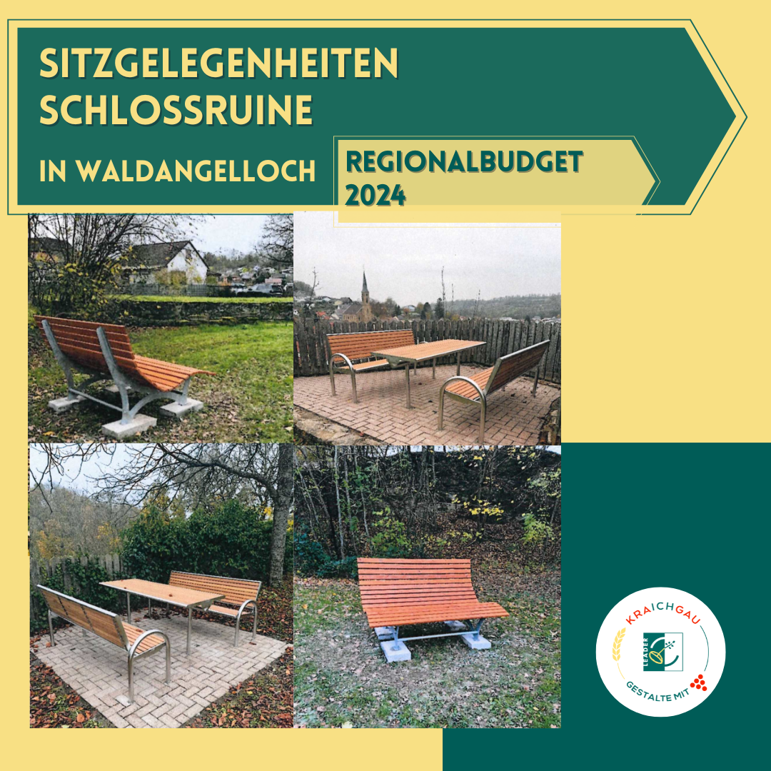 Mehr über den Artikel erfahren Neue Rastmöglichkeiten auf der Schlossruine Waldangelloch gefördert durch das Regionalbudget 2024!