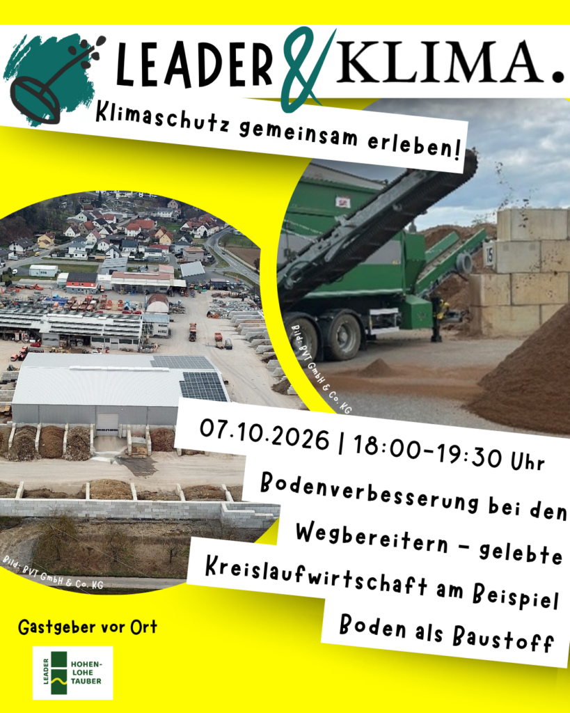 Veranstaltung LEADER & Klima: Bodenverbesserung bei den Wegbereitern – gelebte Kreislaufwirtschaft am Beispiel Boden als Baustoff